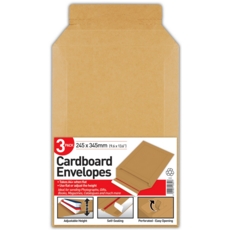 CARDBOARD ENVELOPES,245x345+80 mm A4+ Self Seal Easy Open 3's