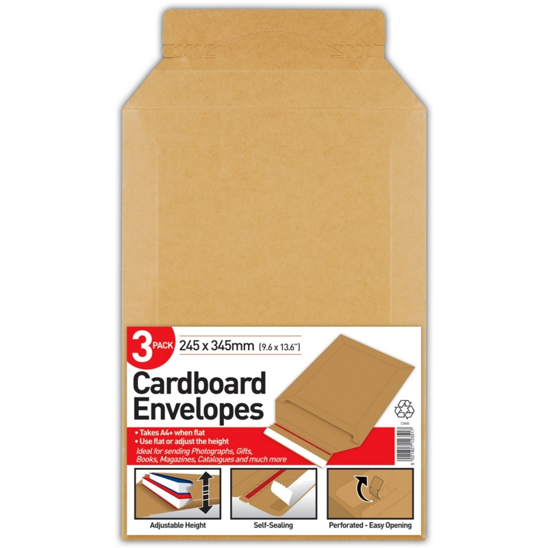 CARDBOARD ENVELOPES,245x345+80 mm A4+ Self Seal Easy Open 3