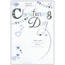 CHRISTENING CARDS,Baby Boy 6's Hearts & Bunting