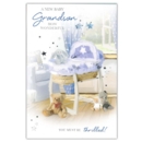 GREETING CARDS,Birth of Grandson 6's Cot & Soft Toys