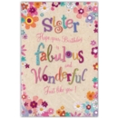 GREETING CARDS,Sister 6's Floral Text