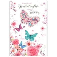 BIRTHDAY CARDS,Granddaughter Floral Butterflies