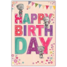 BIRTHDAY CARDS,6's Teddy Bears, Floral.