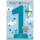 GREETING CARDS,Age 1 Male 6's Panda Bear with Kite & Present