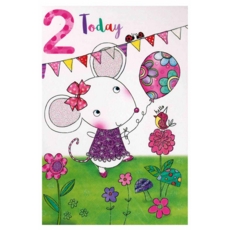 AGE 2 CARDS,Female 6's Mouse & Balloon