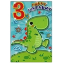 AGE 3 CARDS,Male 6's Dinosaur & Stars