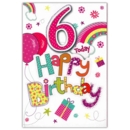 AGE 6 CARDS,Female 6's Balloons & Rainbows