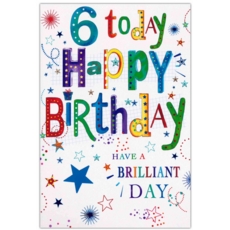 AGE 6 CARDS, 6's Male Text & Stars