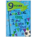GREETING CARDS,Age 9 Male 6's Football, Stars & Bunting