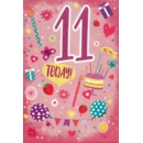 GREETING CARDS,Age 11 Female 6's Party, Cake, Candles etc.