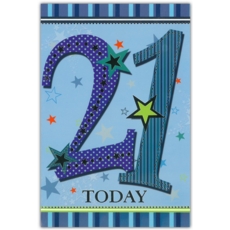 GREETING CARDS,Age 21 Male 6's Text & Stars