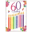 GREETING CARDS,Age 60 Female 6's Candles, Floral