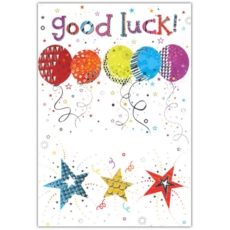 GREETING CARDS,Good Luck 6's Balloons & Stars