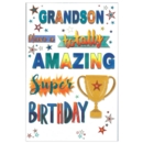 BIRTHDAY CARDS,Grandson 6's Trophy & Stars