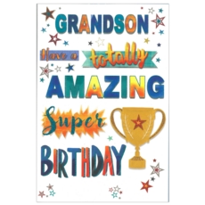 BIRTHDAY CARDS,Grandson 6's Trophy & Stars