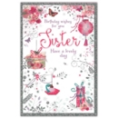 BIRTHDAY CARDS,Sister 6's Floral Basket & Present