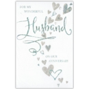 ANNIVERSARY CARDS,Husband Silver Hearts