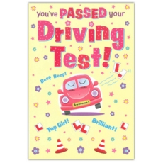 DRIVING TEST PASS CARDS, 6's Female Car, Cones & L-Plates
