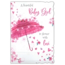BABY GIRL CONGRATS. CARDS,6's Hearts Parasol (Was 1.15)
