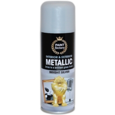 SPRAY PAINT AEROSOL, Silver Metallic Gloss Finish, 200ml