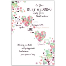 ANNIVERSARY CARDS,Ruby 12's Floral Hearts (Was 0.85)