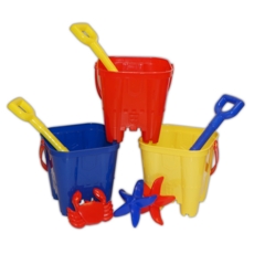 BUCKET SET,Castle Bucket & 10" Spade Set,In Net,3 Asst