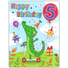 AGE 5 CARDS,Male 6's Crocodile on Scooter(Was 1.49)