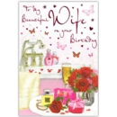 GREETING CARDS,Wife 6's Champagne, Roses & Bath