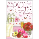 BIRTHDAY CARDS,Wife 6's Roses, Champagne & Bath (Was 1.89)