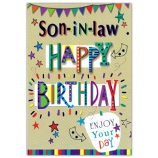 BIRTHDAY CARDS,Son in Law 6's Text & Stars