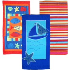 BEACH TOWEL,Asst.Designs In Bag (WAS £6.99)