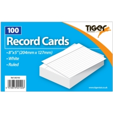 RECORD CARDS,Ruled White 8x5in/200x125mm 100's