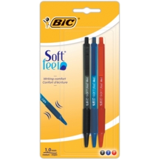 BALL PEN,Soft Feel Clic Grip Asst.3's I/cd (Bic)