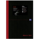 NOTEBOOK,Black N'Red Hardback A4 Feint 192pg