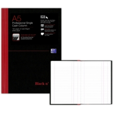 NOTEBOOK,Black N'Red Hardback A5 Cash 192pg