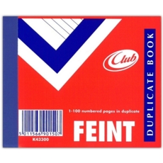 DUPLICATE BOOK,Feint 4x5/106x125mm (Club)