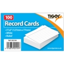 RECORD CARDS,Ruled White 5x3in (127 x 77mm) 100's