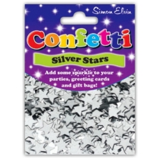 CONFETTI,Table Foil Stars Silver 11mm H/pk