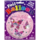 BALLOONS,Happy Birthday Butterflies Helium Foil