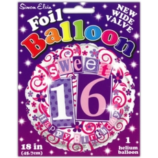 BALLOONS,Sweet 16 Female Helium Foil