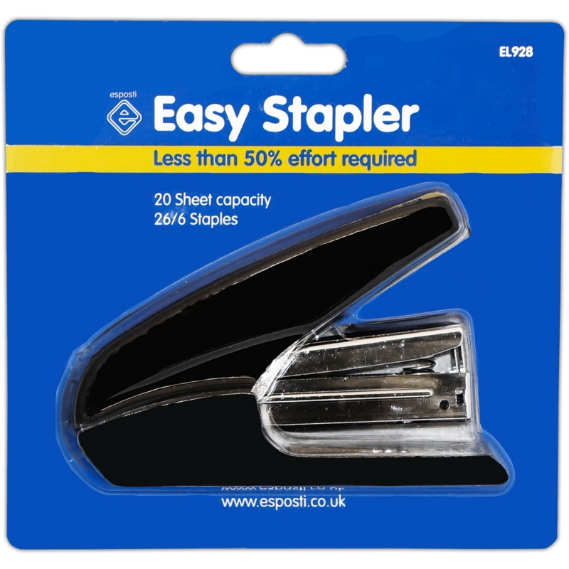 STAPLER,26/6 Easy  inc.Staples 20 sheets capacity H/pk