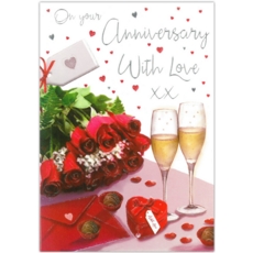ANNIVERSARY CARDS, Your Roses & Champagne (Was 1.89)