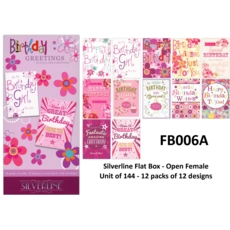 SILVERLINE FLAT BOX,Birthday Greetings Cards Asst.Female
