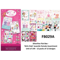 SILVERLINE FLAT BOX,Girlz Club Asst Juvenile Cards 144's