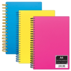 NOTEBOOK, Neon Plastic A4 Twin Wire, 72lv          CB336