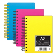 NOTEBOOK,Neon Plastic A6 Twin Wire, 72lv          CB338