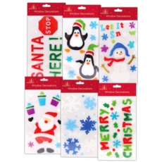 WINDOW STICKERS,Xmas Gel 4 Assorted Small H/pk