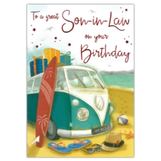 BIRTHDAY CARDS,Son in Law 6's VW Van & Surf Board (Was 1.89)