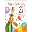 GREETING CARDS,Age 21 Male 6's Champagne & Balloons
