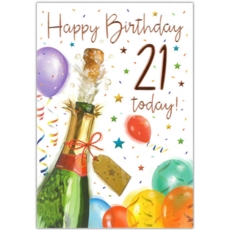 AGE 21 CARDS, 6's Male Champagne & Balloons(Was 1.89)